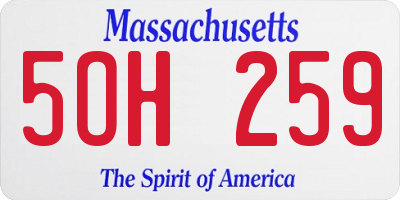 MA license plate 5OH259