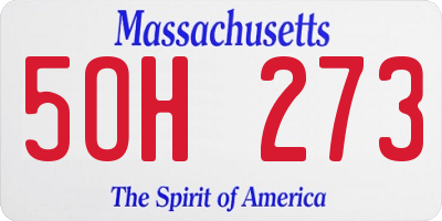 MA license plate 5OH273