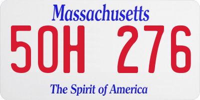 MA license plate 5OH276