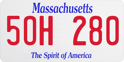 MA license plate 5OH280