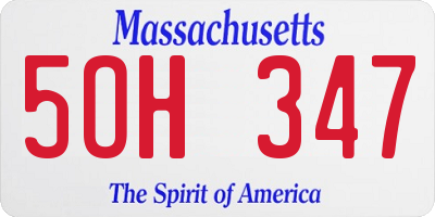 MA license plate 5OH347