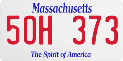 MA license plate 5OH373