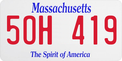 MA license plate 5OH419