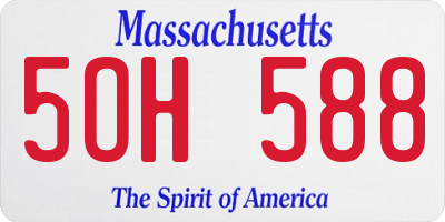 MA license plate 5OH588