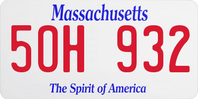 MA license plate 5OH932