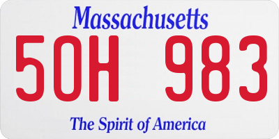 MA license plate 5OH983