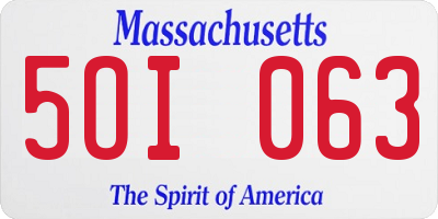 MA license plate 5OI063