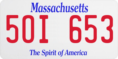 MA license plate 5OI653