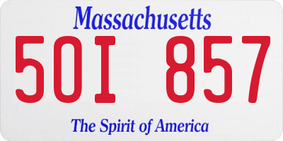MA license plate 5OI857