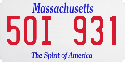 MA license plate 5OI931
