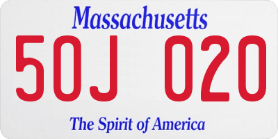 MA license plate 5OJ020