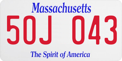 MA license plate 5OJ043