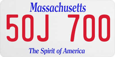 MA license plate 5OJ700
