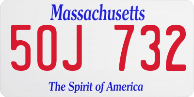 MA license plate 5OJ732
