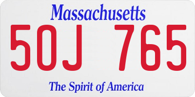 MA license plate 5OJ765
