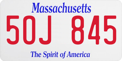 MA license plate 5OJ845
