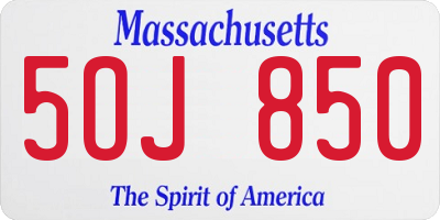 MA license plate 5OJ850