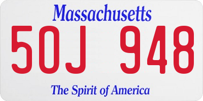 MA license plate 5OJ948