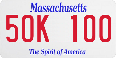 MA license plate 5OK100