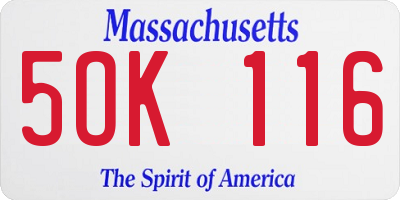 MA license plate 5OK116