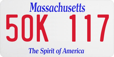 MA license plate 5OK117