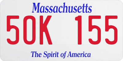 MA license plate 5OK155