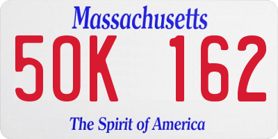 MA license plate 5OK162