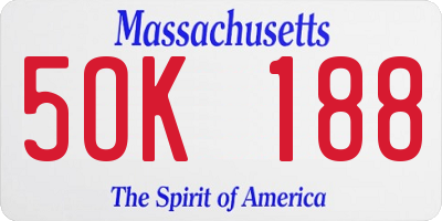 MA license plate 5OK188