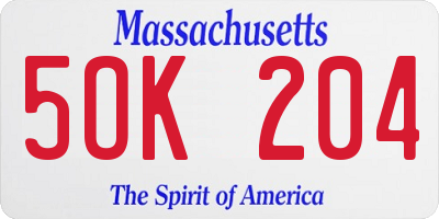 MA license plate 5OK204