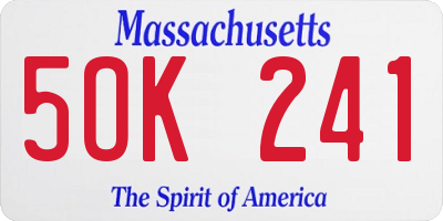 MA license plate 5OK241
