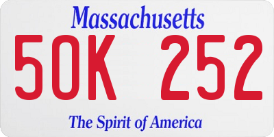 MA license plate 5OK252