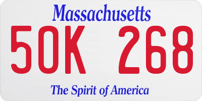 MA license plate 5OK268