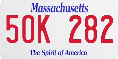 MA license plate 5OK282