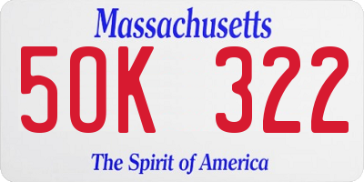 MA license plate 5OK322