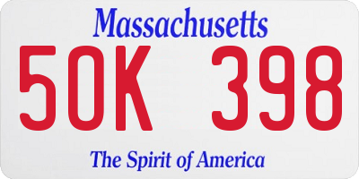 MA license plate 5OK398