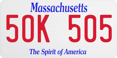 MA license plate 5OK505