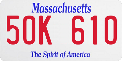 MA license plate 5OK610