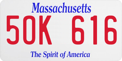 MA license plate 5OK616