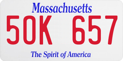MA license plate 5OK657