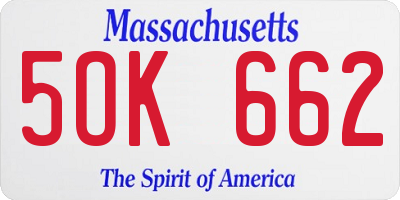 MA license plate 5OK662