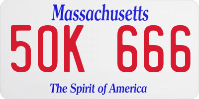 MA license plate 5OK666