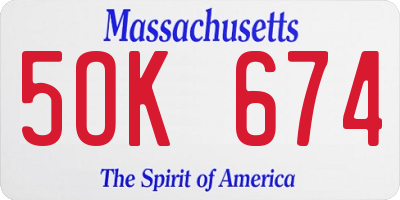 MA license plate 5OK674