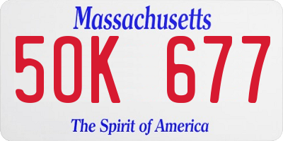 MA license plate 5OK677