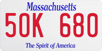 MA license plate 5OK680