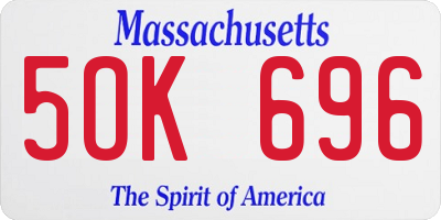 MA license plate 5OK696