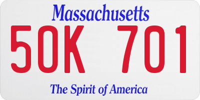 MA license plate 5OK701