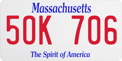 MA license plate 5OK706