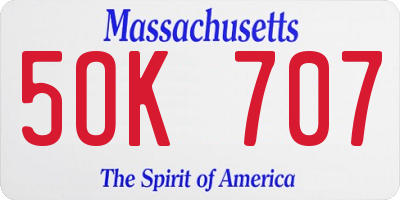 MA license plate 5OK707