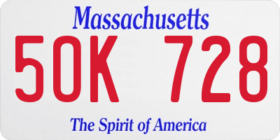 MA license plate 5OK728