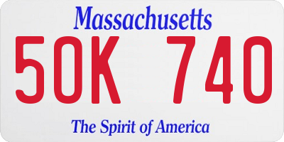 MA license plate 5OK740
